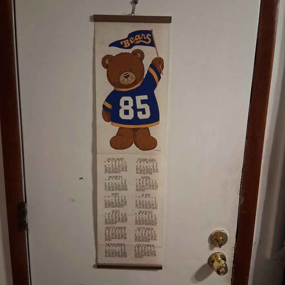 Vintage 1985 Teddy Bear‎ Felt Wall Calendar Kitsch Cute!